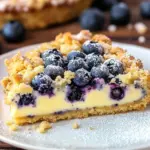 Blaubeerkuchen mit Pudding und Streusel