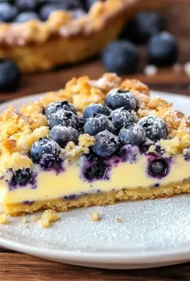 Blaubeerkuchen mit Pudding und Streusel