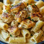 Cremiges Knoblauchbutter-Huhn und Rigatoni in Parmesan-So&szlig;e