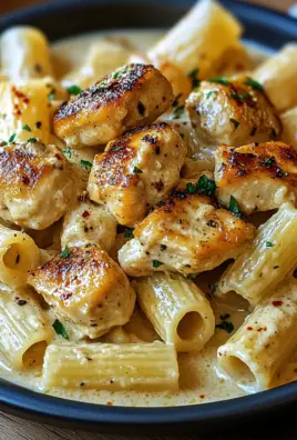 Cremiges Knoblauchbutter-Huhn und Rigatoni in Parmesan-Soße