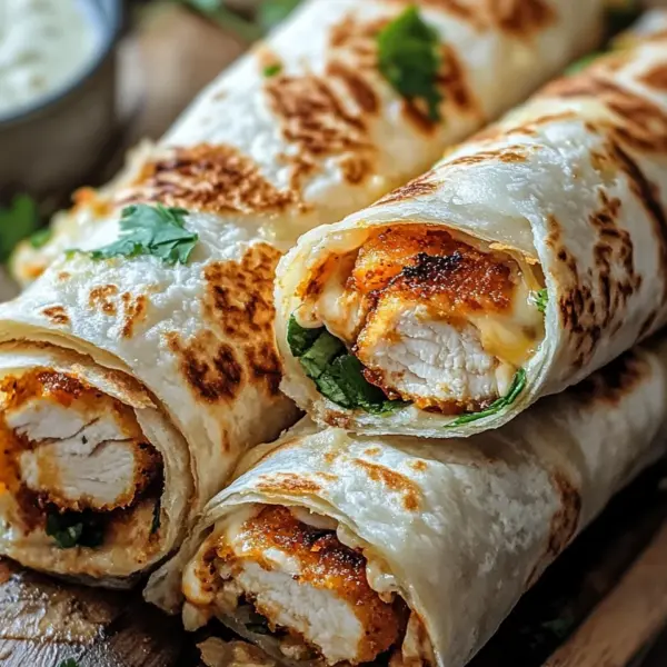 Crispy Cheesy Garlic Chicken Wraps