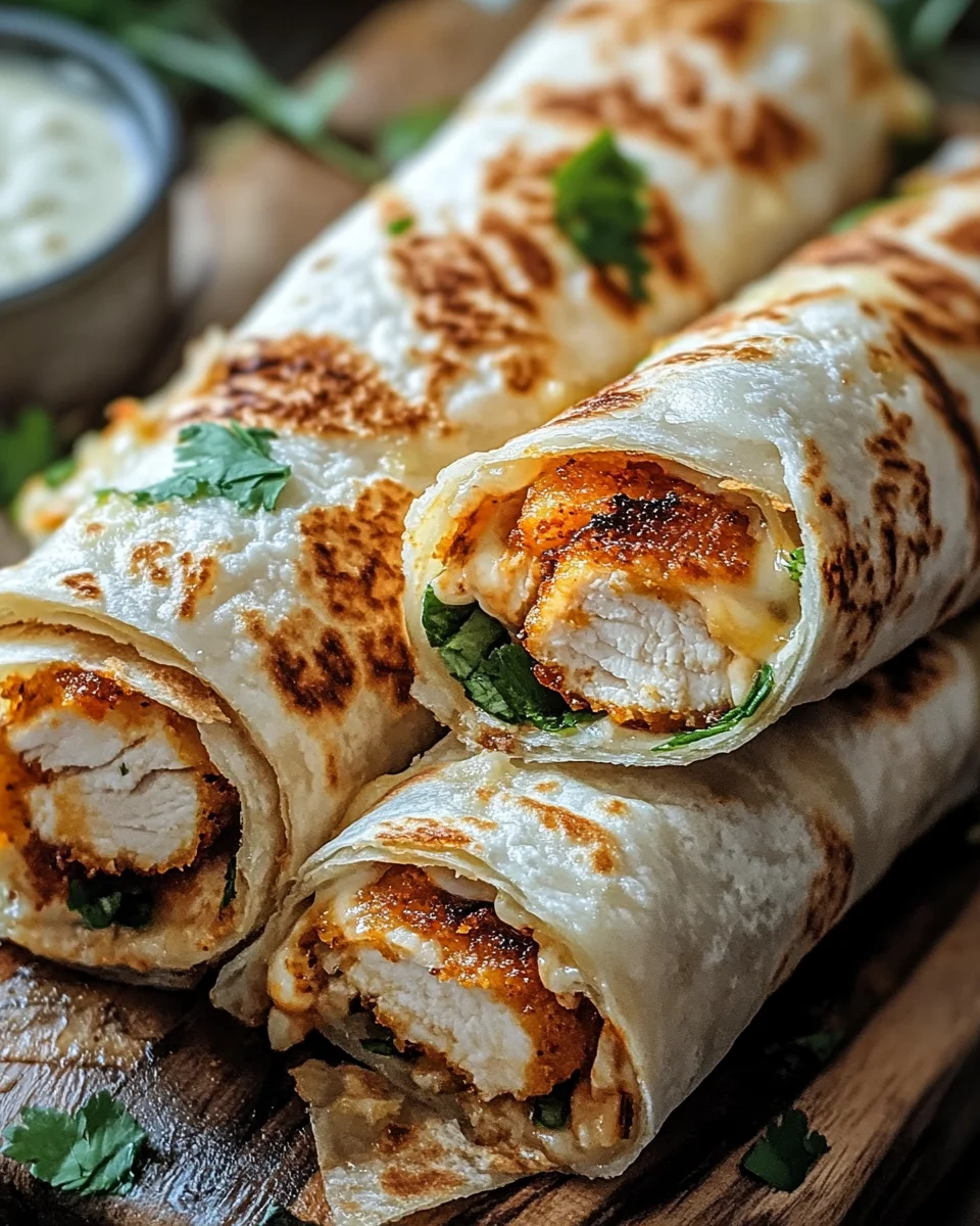 Crispy Cheesy Garlic Chicken Wraps