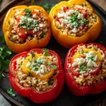 Gef&uuml;llte Ofenpaprika mit Reis und Feta