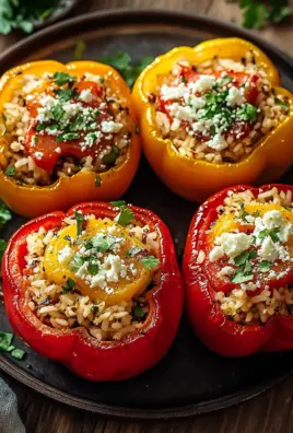 Gefüllte Ofenpaprika mit Reis und Feta