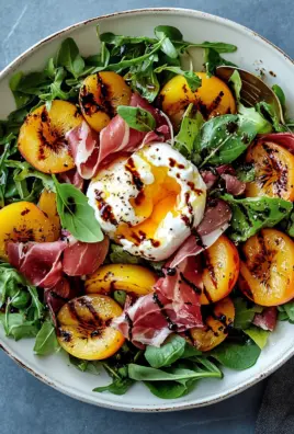 Gegrillter Nektarinen-Burrata-Prosciutto-Salat