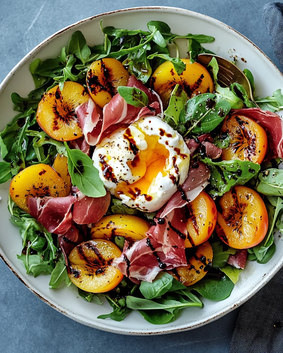 Gegrillter Nektarinen-Burrata-Prosciutto-Salat