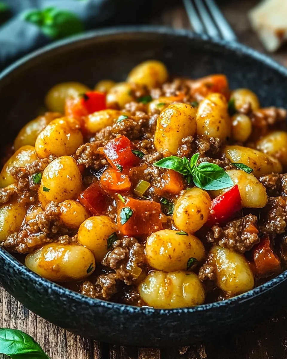 Gnocchi Pfanne mit Hackfleisch und Paprika