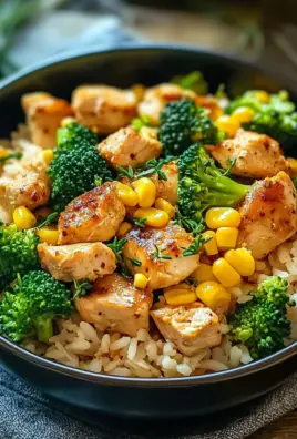 Hähnchen-Reis-Pfanne mit Brokkoli und Mais 29 Hähnchen-Reis-Pfanne mit Brokkoli und Mais