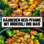 Hähnchen-Reis-Pfanne mit Brokkoli und Mais 23 Pinterest Hidden Image