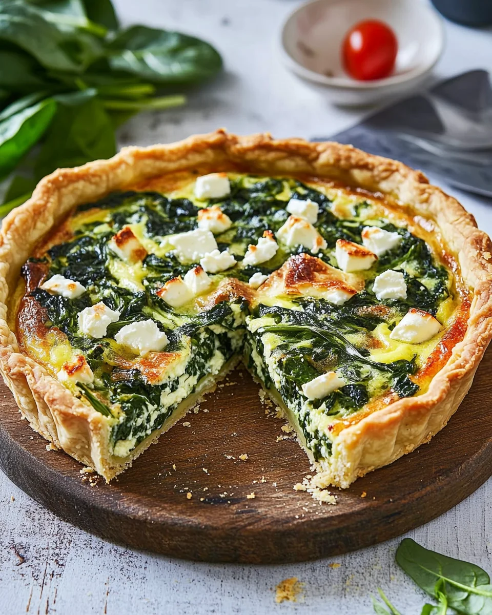 Herzhafte Quiche mit Spinat und Feta 22 Herzhafte