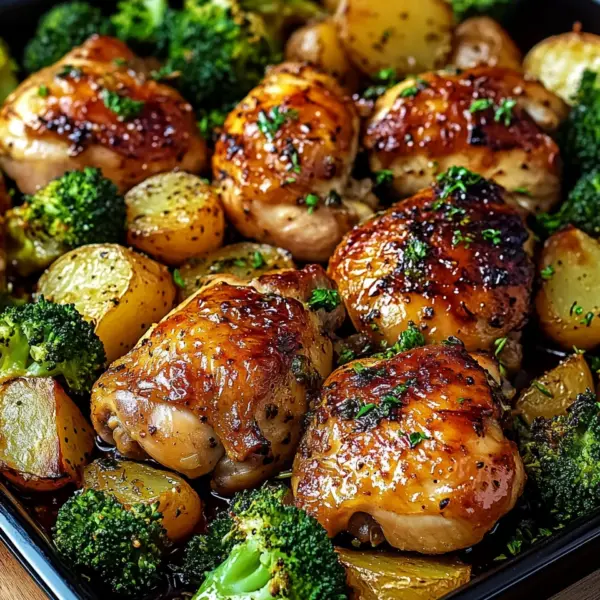 Honey-Garlic Chicken with Broccoli and Potatoes