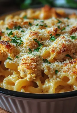 Knuspriger Nudel-Hähnchen-Auflauf mit Knoblauch und Parmesan