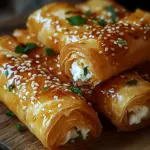Ofen-gebackene Feta-Rollen mit Chili-Honig
