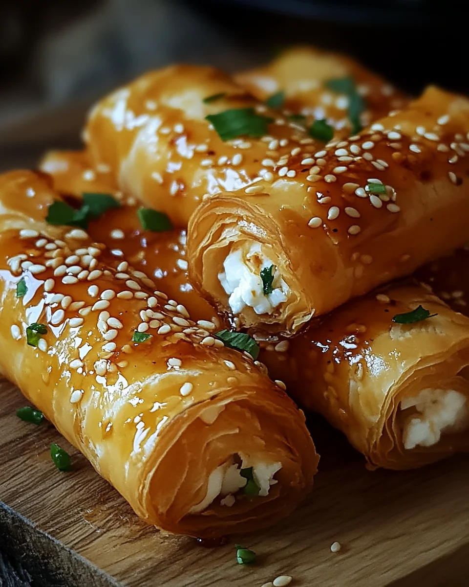 Ofen-gebackene Feta-Rollen mit Chili-Honig
