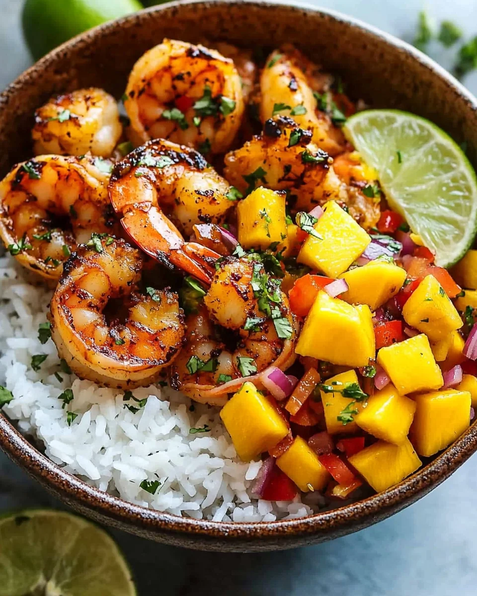 Pikante Garnelen und Mango Salsa Reisbowl 19 Pikante Garnelen und Mango Salsa Reisbowl