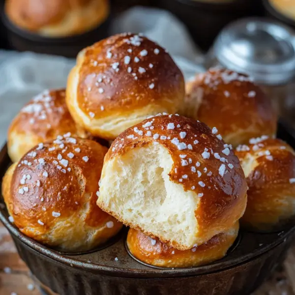 Rezept für Laugenbrötchen im Muffinsblech gebacken