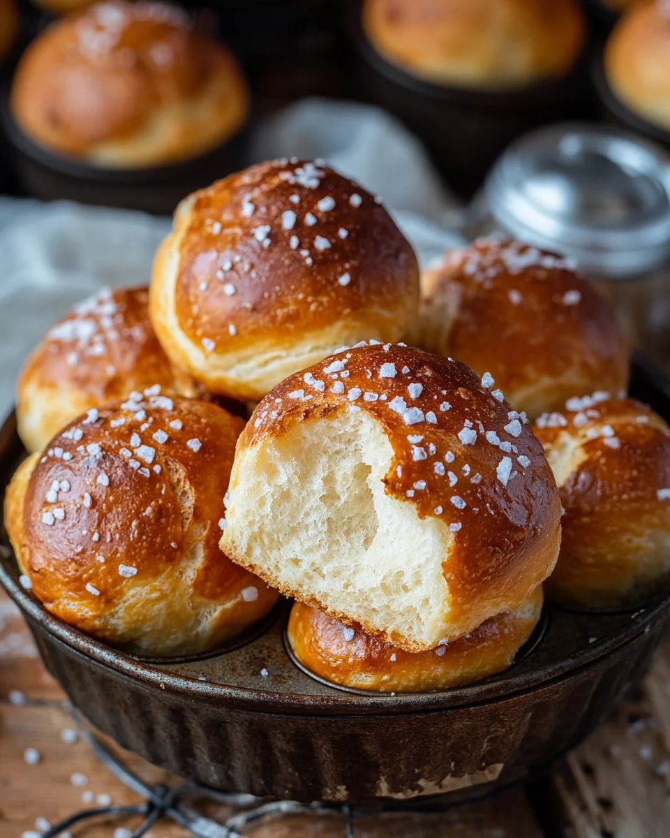 Rezept für Laugenbrötchen im Muffinsblech gebacken