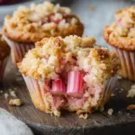 Rhabarber-Muffins mit Vanillestreuseln