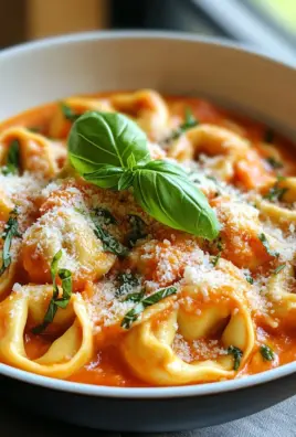 Tortellini mit Tomaten-Sahnesoße, Käse und Basilikum 21 Tortellini mit Tomaten-Sahnesoße, Käse und Basilikum