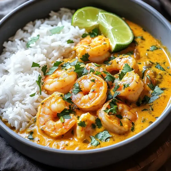 Aromatisches Garnelen Curry mit Kokosmilch und Reis