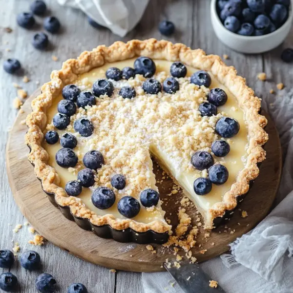 Blaubeer-Tarte mit Vanille-Schmand und Streuseln