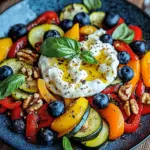 Burrata-Salat mit Ofengem&uuml;se und Blaubeeren