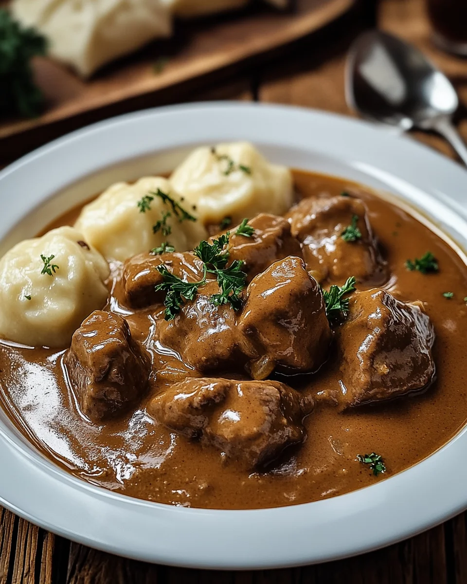Butterzartes Rahmgulasch mit Serviettenknödel 20 Butterzartes Rahmgulasch mit Serviettenknödel