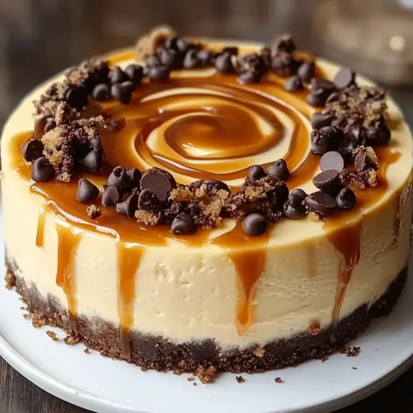 Cookie Dough Cheesecake mit Salted Caramel Swirl