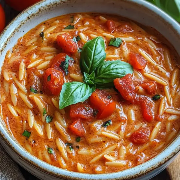 Creamy Vegan Tomato Orzo with Coconut Milk