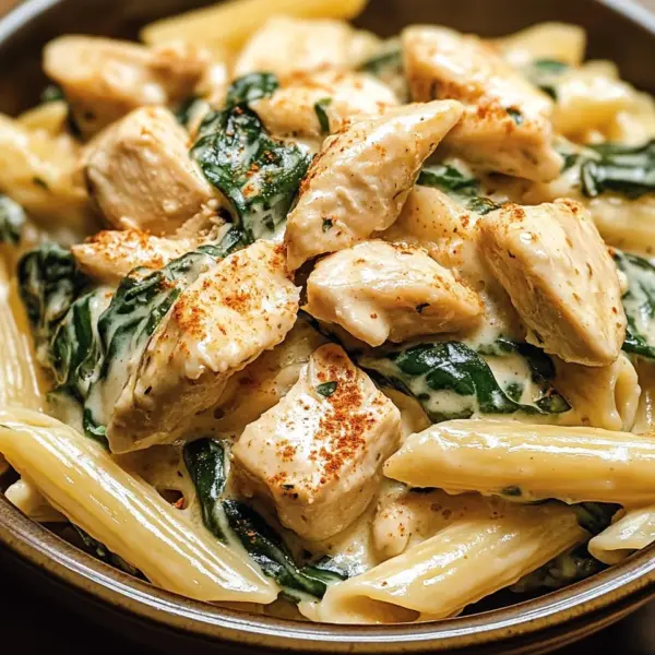 Frischkäse Spinat Hähnchen Pasta