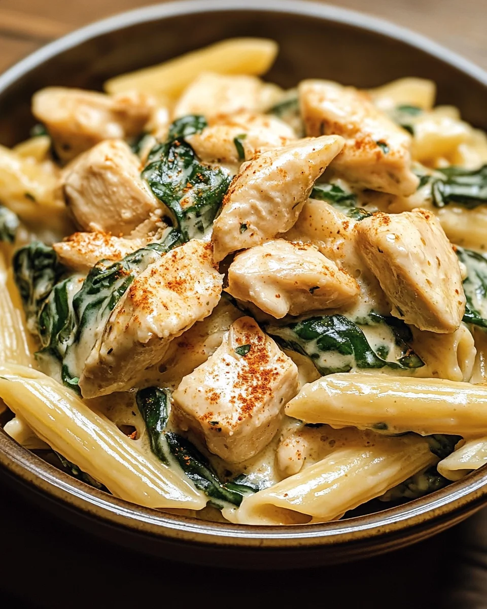 Frischk&auml;se Spinat H&auml;hnchen Pasta