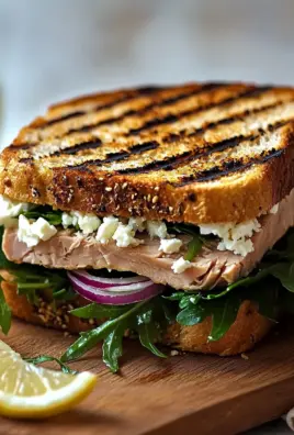 Gegrilltes Thunfisch-Sandwich mit Feta