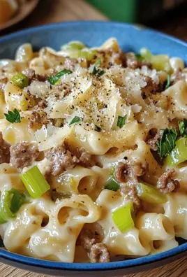Käse-Lauch Pasta mit Hackfleisch