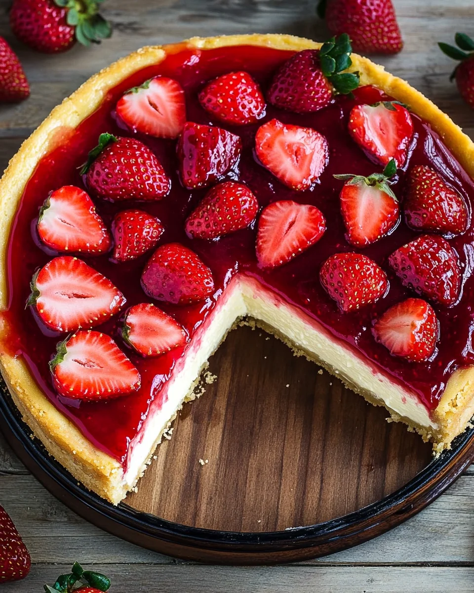 K&auml;sekuchen mit Erdbeeren