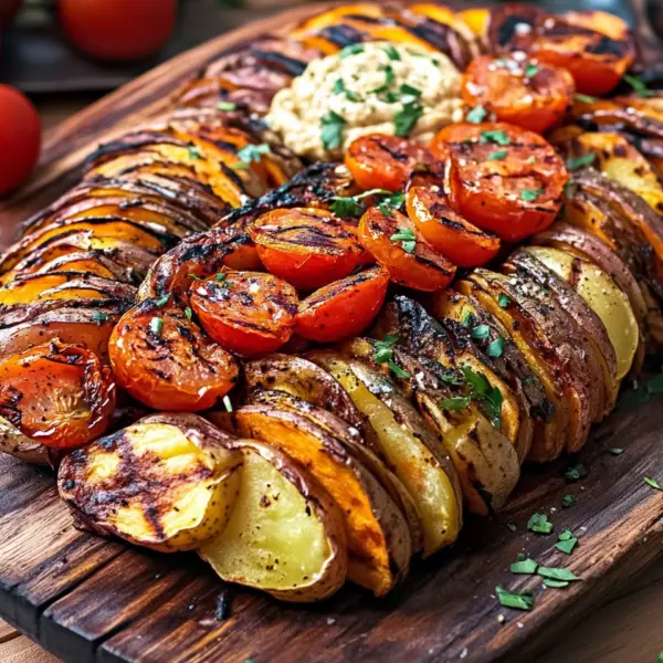 Kartoffel-Schawarma mit Tomaten-Hummus