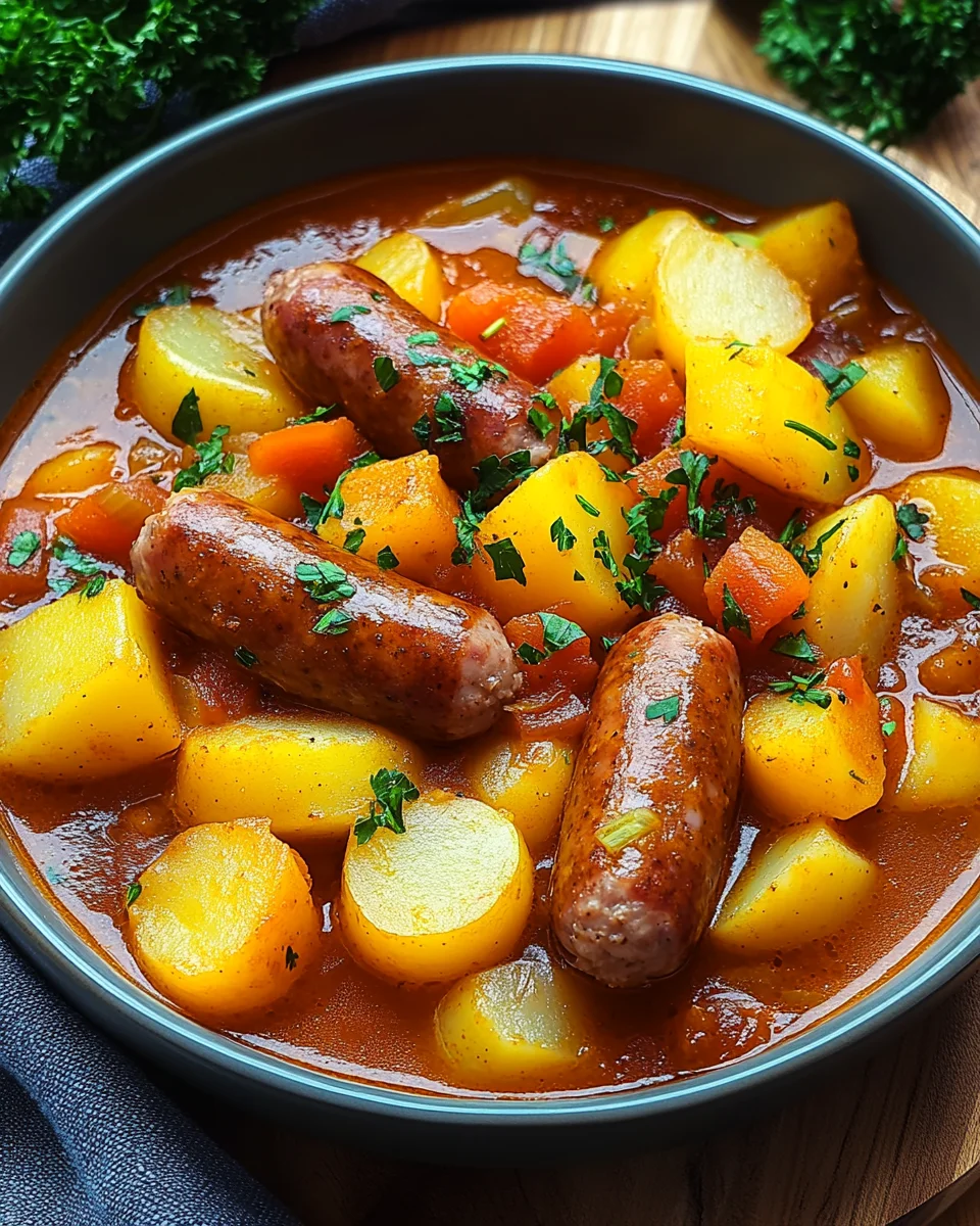 Kartoffelgulasch mit Würstchen 22 Kartoffelgulasch