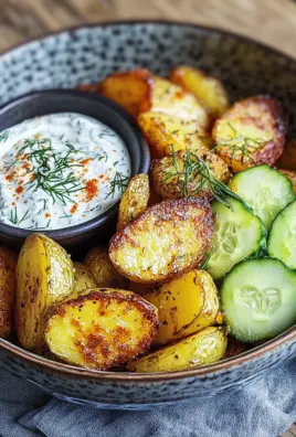 Kartoffelspalten mit Gurkendip