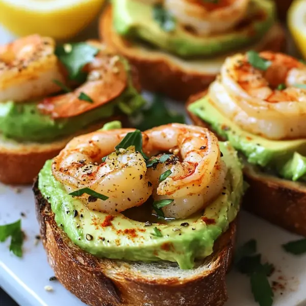 Knoblauch-Garnelen-Crostini mit Avocado