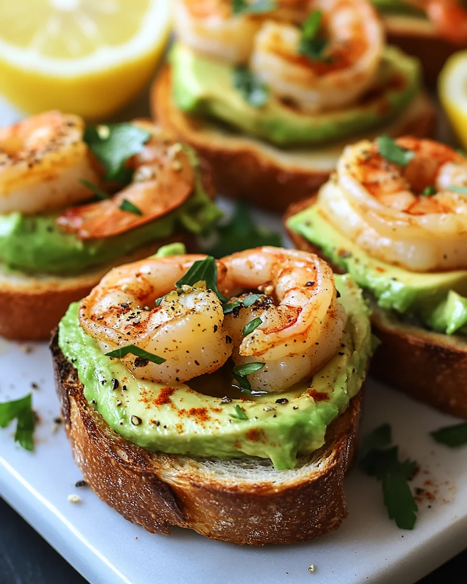Knoblauch-Garnelen-Crostini mit Avocado