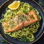 Kr&auml;uterlachs auf Zucchinipasta