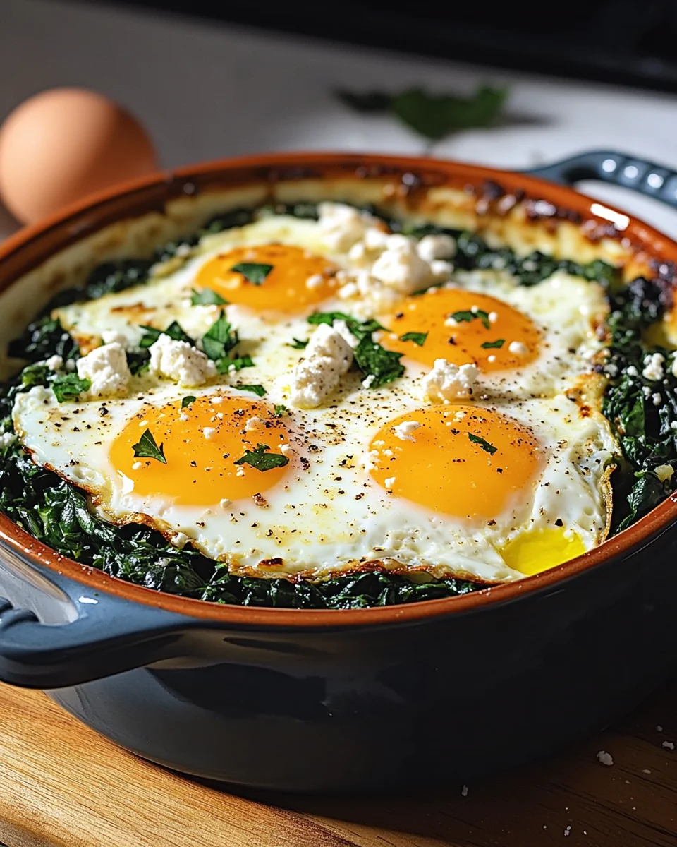 Low Carb Spinat-Auflauf mit Feta und Ei