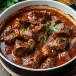 Rindergulasch in Tomaten-Sahneso&szlig;e