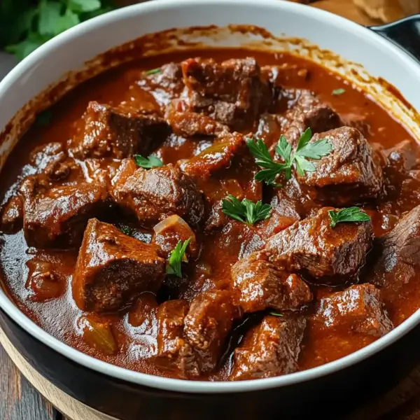 Rindergulasch in Tomaten-Sahnesoße