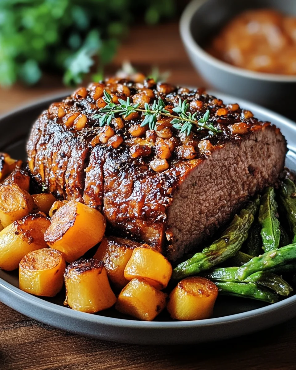 Veganer Braten mit Bohnen