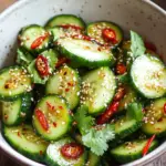 Asiatischer Gurkensalat mit Chili & Sesam