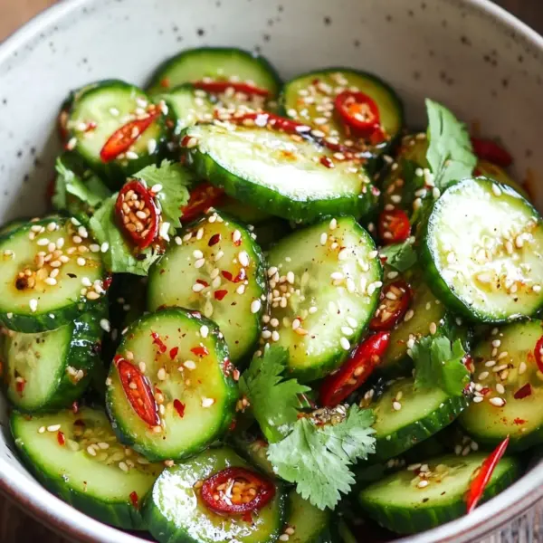 Asiatischer Gurkensalat mit Chili & Sesam