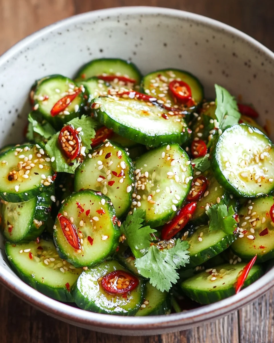 Asiatischer Gurkensalat mit Chili & Sesam