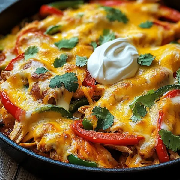 Käsiger Fajita Hähnchen Auflauf