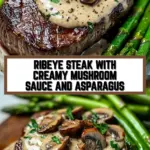 Ribeye Steak with Creamy Mushroom Sauce and Asparagus 17 Pinterest Hidden Image