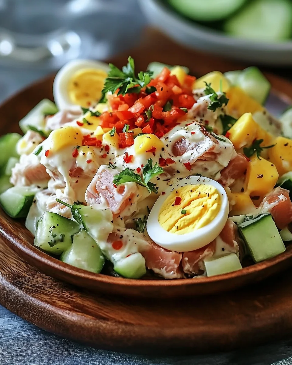 Thunfischsalat mit Ei und Gurke
